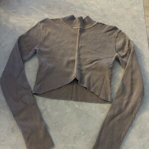 Garage Taupe Ribbed Crop Top